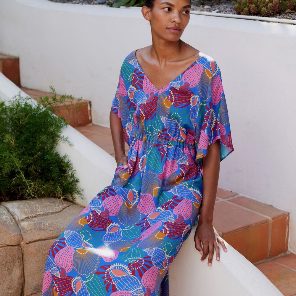 Farm Rio x Anthropologie Sea Shell Cover Up Maxi Dress